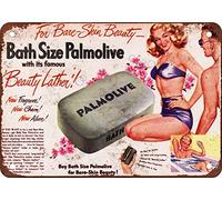 1949 Palmolive Bath Soap Metal Tin Sign 8X12 Inches