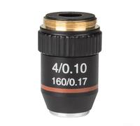 195 Achromatic Objective Lens 4X to 100X Magnification Oil Immersion Copper Core Optical Glass Multi Layer Coating Clear Imaging RMS 20.2mm Thread Compatible with Biological Microscope(4X)