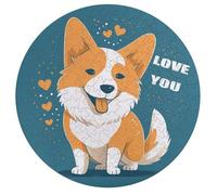 195 PCS Jigsaw Puzzle for Adults Personalized Picture Puzzle Corgi I Love You Customized Wooden Puzzle for Family, Birthday, Wedding, Game Nights Gifts Animal Alien Shape Puzzle