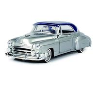 1950 Chevy Bel Air Lowrider Silver Metallic with Blue Metallic Top Get Low Series 1/24 Diecast Model Car by Motormax 79026