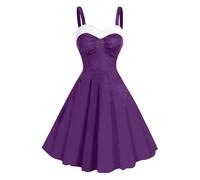 1950 Dresses for Women Sleeveless Swing Dresses Christmas Cocktail Dresses Rock and Roll Dresses Retro Solid Color Evening Dresses for Women UK Square Collar Wedding Guest Outfits for Over 50'S