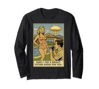 1950s Blonde Swimsuit Model Photographer Funny Atom Bomb Long Sleeve T-Shirt