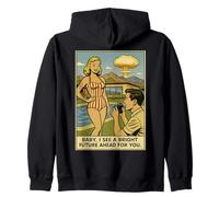 1950s Blonde Swimsuit Model Photographer Funny Atom Bomb Zip Hoodie