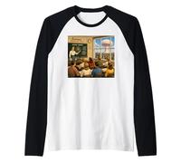 1950s Classroom Atomic Bomb Science Future Ironic Scene Raglan Baseball Tee