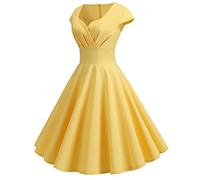 1950s Dresses for Women UK Ladiess Vintage Rockabilly Audrey Hepburn Style Polka Dots A Line Swing Midi Dress Fancy Cocktail Party Evening Prom Gown Casual Maxi Dress Homecoming Dress Plus Size UK