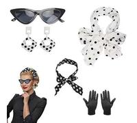 1950s Rockabilly Costume Accessories Set Polka Dot Headband Glasses