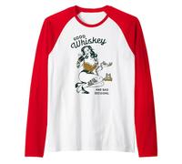 1950s Rockabilly Pinup Rocker Shirt. Womens Whiskey Tattoo Raglan Baseball Tee