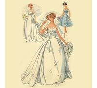 1950's Sewing Pattern Romantic Wedding Dress Bridal Dress Train - Bust 32 inch/81.3cm, Black and White (S2835)