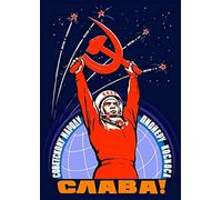 1950's Space Race Russian Soviet Union Propaganda Long Live the Soviet People: The space Pioneers with Valentin Viktorov Wall Art Poster Print (A5)