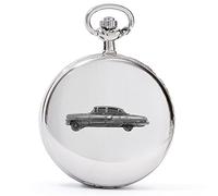 1950's US car Caddy refF 3D Pewter Effect Car Design on a Polished Silver case Men's Gift Quartz Pocket Watch fob