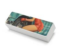 1950s Vintage Pin-up Fixing Flat Tire Funny Glasses Case Hard Shell Eyeglasses Case Protector with Cleaning Cloth for Women Men