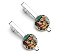 1950s Vintage Pin-up-Girls Letter Mail Box Tie Clips for Men Classic Necktie Tie Bar 2 Pack Clasp Clips Gifts for Anniversary Business