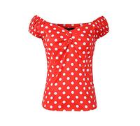 1950s Vintage Retro Dolores Top 50s Rockabilly Pinup, Red/White Polka Dot, 14