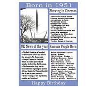 1951 birthday card, born in 1951 birthday card, read all about the year they were born, who was born in the same year and more.