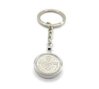 1953 72nd Birthday Keyring-British Sixpence Keyring- Mum, Dad, Brother, Sister- 72nd Birthday-Coin, Sixpence Coin, 72nd Anniversary Silver