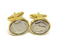 1953 73rd Birthday Irish Threepence coin cufflinks - Great gift idea 1953 Irish Harp GLD 73rd birthday gifts for men
