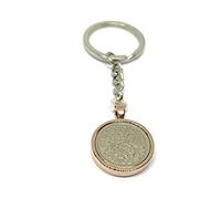 1953 73rd Birthday Keyring-British Sixpence Keyring- Mum, Dad, Brother, Sister- 73rd Birthday-Coin Keyring, Sixpence Coin, 73rd Anniversary Rose/G