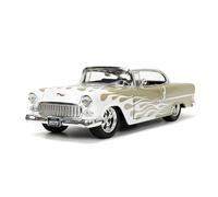 1955 Chevy Bel Air White and Gold with Flames Bigtime Muscle Series 1/24 Diecast Model Car by Jada 32917
