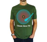 1955 Vinyl Record Neon - Classic Since - 70th Birthday Gift | Present Mens T-Shirt Earthy Green L