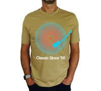 1956 Vinyl Record Neon - Classic Since - 70th Birthday Gift | Present Mens T-Shirt Desert Sand L