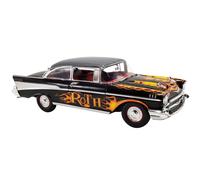 1957 Chevy Bel Air Black with Flames and Pinstripe Top Big Daddy Ed Roth LTD ED to 966 Pieces Worldwide 1/18 Diecast Model Car by Acme A1807014