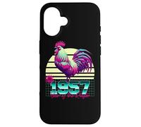 1957 Year of the Rooster 80s Retro Vaporwave Chinese Zodiac Case for iPhone 16