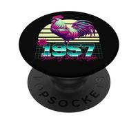 1957 Year of the Rooster 80s Retro Vaporwave Chinese Zodiac PopSockets Adhesive PopGrip