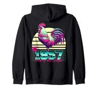 1957 Year of the Rooster 80s Retro Vaporwave Chinese Zodiac Zip Hoodie