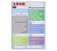 1958 Birthday Card, 1958 interesting facts birthday card, born in 1958 birthday card