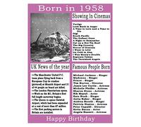 1958 birthday card, born in 1958 birthday card, read all about the year they were born, who was born in the same year and more.