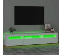 195CM TV Cabinet Stand with LED Lights Media Entertainment Television Unit White
