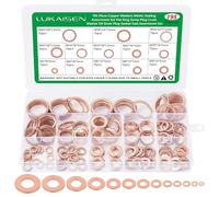 195PCS Copper Metric Flat Washer Assortment Kit-M5 M6 M8 M10 M12 M14 M16 M18 M20 Sizes Sealing Metric Washers-C10100 Pure Copper,Corrosion Resistant for Electrical, Plumbing, Automotive, HVAC,DIY