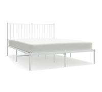 vidaXL Metal Bed Frame with Headboard White 135x190 cm 4FT6 Double, White