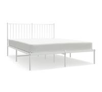 vidaXL Metal Bed Frame With Headboard White 140X190 cm, White
