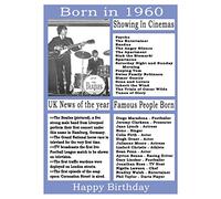 1960 birthday card, born in 1960 birthday card, read all about the year they were born, who was born in the same year and more.