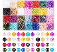 1960Pcs 6mm Pearl Beads Loose Beads Kit Pearl Filler Beads Clay Beads Bracelet Making Kit Round Polymer Clay Glass Seed Beads for Jewelry Making Necklace DIY Making - Multicolor