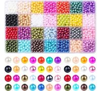 1960pcs Versatile Beads Assortment Round Jewelry Making Supplies 28 Colors Imitation Pearls for Necklace Making Kit