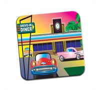 1960s Drive In American Diner Scene Single Coaster