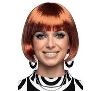 1960s Go Go Girl Copper Ginger Bob Wig with Fringe