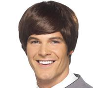 1960s Male Mod Wig 60s Pop Star Fancy Dress Wig Brown by Smiffys