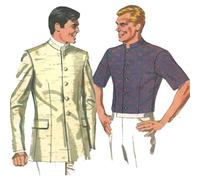1960s Pattern, Men's and Boy's Beatles Nehru Jacket & Shirt - Chest: 24” (61cm) Neck: 11.5” (29.2cm) Waist 22" (56cm)