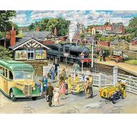 1960's Village Train Station Platform Day Trip Coach Summer Scene Metal Sign