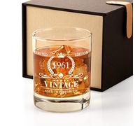 1961 60th Birthday Gifts for Men, Vintage Whiskey Glass 60 Birthday Gifts for Dad, Son, Husband, Brother, Funny 60th Birthday Gifts Present Ideas for Him, 60 Year Old Bday Party Decoration