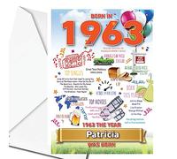 1963 UK Facts 60th Birthday Personalised ANY NAME Colourful Birthday Greeting Card Memories Back in the Year Of Birth -199