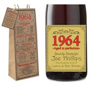1964 60th Birthday Gift Alcohol Wine Label - Bottle Gift Bag & Gift Tag - Personalised Gifts for Women Men Year You were Born Facts