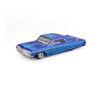1964 Chevy Impala SS Lowrider Candy Blue with Graphics and White Interior Lowriders Design Series 1/26 Diecast Model Car 32547BL