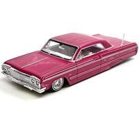 1964 Chevy Impala SS Lowrider Pink with Graphics and White Interior Lowriders Design Series 1/26 Diecast Model Car 32547PK