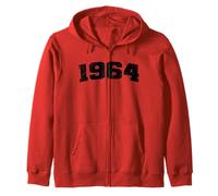 1964 Vintage Arched Varsity Retro Distressed Birthday Year Zip Hoodie