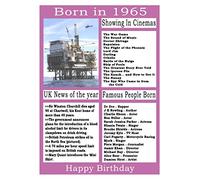 1965 birthday card, born in 1965 birthday card, read all about the year they were born, who was born in the same year and more.