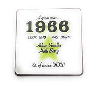 1966 - A great year. A Year You Were Born Coaster with Two Celebrities That Were Born In the Same Year. Gift, Present, Christmas, Birthday, Anniversary, Stocking Filler, Father's Day, Mother's Day